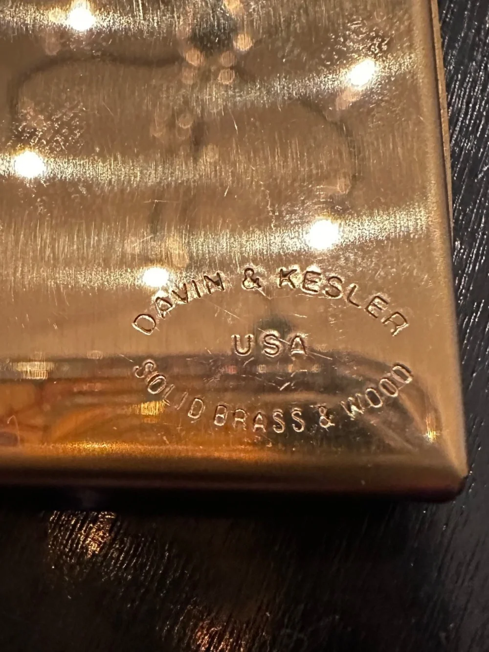 Authentic Davin & Kelser Solid Brass & Wood Luxury Business Card Case Holds 10